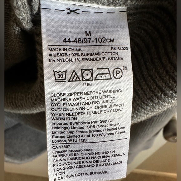 Banana Republic Men’s Supima Cotton Bomber Sweater Jacket - Grey - Medium (M) - Picture 4 of 5